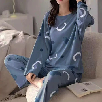 005 Blue Cloud Printed Full Sleeves T-shirt With Printed Trouser Suit