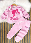 Baby Pink Barbie Printed Kids Tracksuit