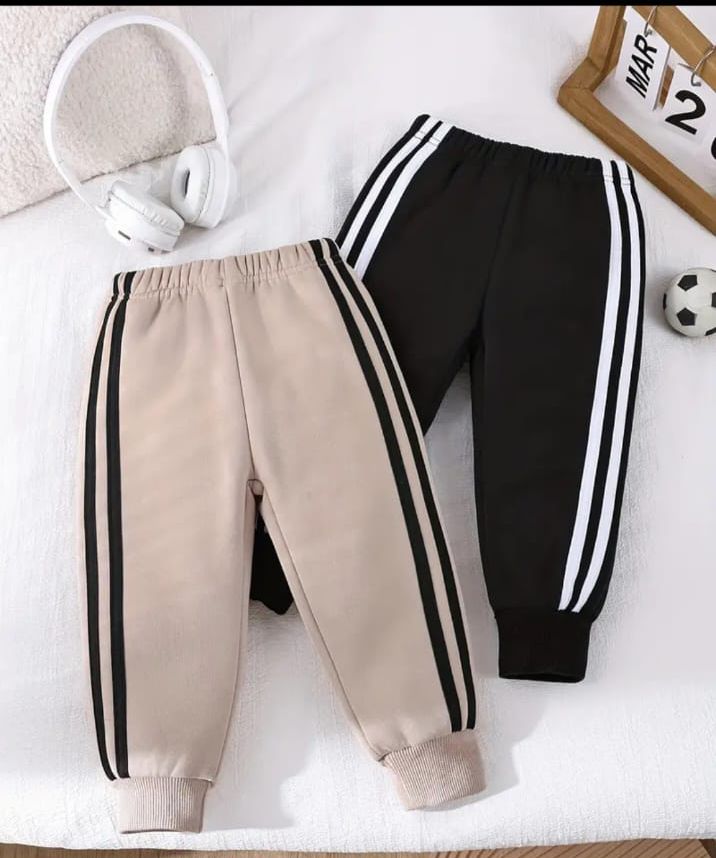 0001 Pack Of 2 White/Black Strips Trousers (Black/Brown)